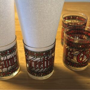 Red and Gold Vintage-Style Drinking Glasses